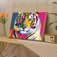 DIY 5D Animals Lion Tiger Cat Dog Cross Stitch Kit Full Drill Embroidery Mosaic Art Picture of Gift