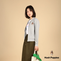 【Hush Puppies】女裝 外套 刺繡狗棒球領休閒外套(麻灰 / 43217104)