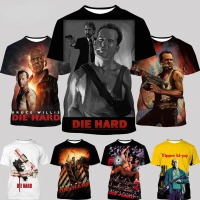 เสื้อยืด Die Hard ผู้ชาย แฟชั่นใหม่ พิมพ์ลาย 3 มิติ ฤดูร้อน แขนสั้น ลายลำลอง ขายร้อนในปี 2024