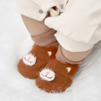Boys and Girls Non Slip Baby Socks Soft Round Neck Socks With 3D Animal Heads Three-Dimensional Cartoon Non Slip Toddler Socks