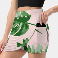 Monstera Korean Fashion Skirt Summer Skirts For Women Light Proof Trouser Skirt Monstera Nature Leaf Leaves Palm Tropical
