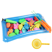 充氣魚池釣魚組 (25入) 磁性釣魚遊戲 撈魚玩具 兒童釣魚 磁性魚竿 釣魚玩具 益智桌遊 0395
