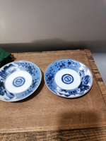 日本回流瓷器古董明治大正時期青花山水人物加藍上藍盤碟皿吳祥瑞