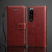 Card Holder Cover Case for Sony Xperia 5 III IV Retro Wallet Bag Pu Leather Case for Sony Xperia 5 II Business Flip Cover Fundas