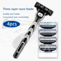 \มีดโกนหนวด Gillette Mach3 เทอร์โบ ใบมีด 4 ชิ้น (แบบแท้) โกนสะอาดลึก ไร้ขนคุด ด้ามจับกระชับมือ\" คํา