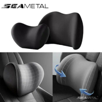 SEAMETAL Car Pillows Memory Foam Auto Seat Headrest Pillow Soft Waist Cushion Car Waist Protector Head Neck Pillow Accessories