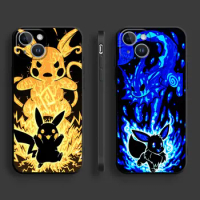 Pokemons Pikachus Case for Apple iPhone 11 SE 13 Pro XR 15 Pro Max XS X 14 8 Plus 7 12 Mini 12 pro 11 Luxury Black Soft Cover