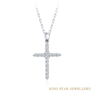 【King Star】小信念十字架18K金鑽石項墜(嚴選D-F無色等級美鑽)
