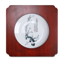 凱琴新中式客廳木掛畫書房中國風四聯瓷盤裝飾畫明清復古水墨屏風