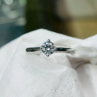 Nhẫn nữ độc chủ Bạc ý S925 xi bạch kim đính viên chủ Moissanite size 4ly, 4,5 ly, 5ly, 5,4 ly