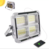 200W Solar LED Floodlight – IP66 Waterproof, USB/Type-C Rechargeable, 5 Light Modes, 6 battry inside