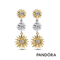 【Pandora官方直營】雙色璀璨三層太陽耳環