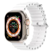 【HH】Apple Watch 42/44/45/46/49mm -白色-可調扣環海洋矽膠錶帶(SP-APW49-SW)