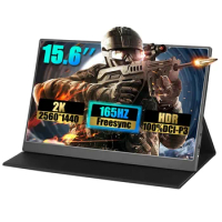 15.6 Inch 165Hz Portable Monitor 2K 2560*1440 IPS HDR Freesync Dual Speaker Gaming Display For Computer Laptop Xbox PS4/5 Switch