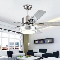Nordic Large Ceiling Fans With Light 42 52 inch Industrial Ceiling Fan LED Light DC Retro Remote Restaurant Living Room Fan Lamp
