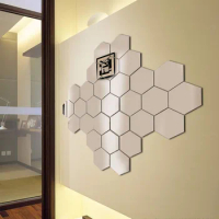 Sticker Hexagon Wall Art Sticker DIY Household Decorative Tiles Sticker Mirror Wall