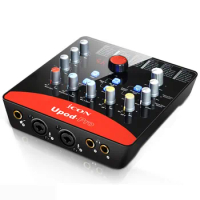 ICON Upod Pro USB External Sound Card 2 Mic-In/1 Guitar-In, 2-Out USB Recording Interface DSP Parameter Adjustment Knobs