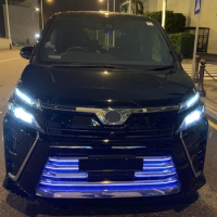 JY Blue Led illuminated Bumper Grille Molding Trim Cover Car Accessories For Toyota VOXY R80 Facelift 2017 up