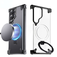 無邊框四角金屬防摔殼 適用於三星S24 Ultra手機殼samsung S23 Ultra磁吸無線充S24plus保護殼