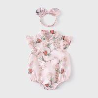 Baby Cheongsam Romper Summer Tang Suit Hanfu Jumpsuit for Baby Girls, Thin Princess Dress for 1-mont