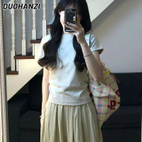 Duohanzi - kemeja-t lengan pendek wanita, kapas padu, sehingga 30K, tunggal, 150K, gaya baharu, Bter