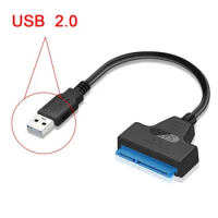 SATA to USB 2.0 Cable Up to 6 Gbps for 2.5 Inch External HDD SSD Hard Drive SATA 3 22 Pin Adapter USB 2.0 to Sata III Cord