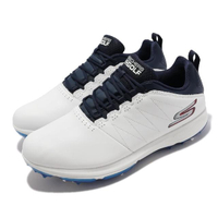 【SKECHERS】高爾夫球鞋 Go Golf PRO 4 男鞋 緩衝 緩震 防水 皮革鞋面 輕巧 靈敏 白 藍(214001-WNV)