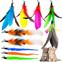 Cat Feather Toys Refills 10 Pieces Worms Feathers Refills Cat Wand Replacement Feathers Toy for Indo