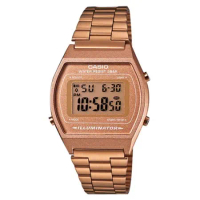 CASIO 卡西歐 電子錶 不鏽鋼錶帶 50米防水 玫瑰金色 碼表 LED照明 B640WC-5A