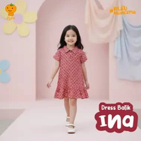 PLEU Dress Batik Ina | Baju Anak Perempuan Usia 2-8 Tahun 8 tahun Merah