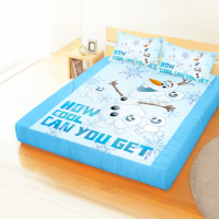 享夢城堡 雙人加大床包枕套6x6.2三件組-冰雪奇緣FROZEN迪士尼 雪寶與小雪人-藍
