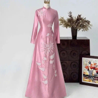 Ruby đính kết đơn giản sang trọng dành cho mẹ- Áo Dài Minh Tuyết