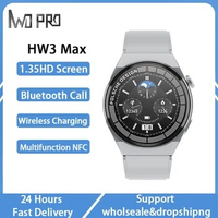 IWO HW3 Max Nfc Smart Watch Men 1.35 Inch Hd Screen Wireless Charging Dial Call Smartwatch Door Access Control Watch Pk Gt3