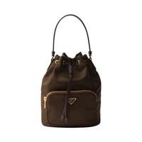 Prada Duet Re-Nylon Bucket Shoulder Bag Sienna Brown