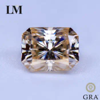 Moissanite Stone Primary Color Tea Yellow Radiant Cut Lab Grown Diamond for DIY Jewelry Rings Earrings Making with GRA Report