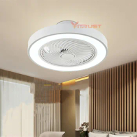 Simple Indoor Ceiling Fan Lamp Hidden Blade LED Ceiling Fan with Light support 110-240V