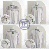 Baju Koko Murah Putih Polos Baju Koko Lengan Panjang Putih Motif Dada Baju Koko Pria Kemeja Pria - Z