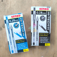 Pulpen Hitech Kenko 0.28mm Warna Hitam & Biru 1 Pak (Isi 12 Pcs) -  Tinta Stationery