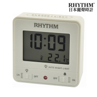 RHYTHM CLOCK 日本麗聲鐘 經典款溫度顯示居家辦公小型電子鐘(白色)/6.7cm