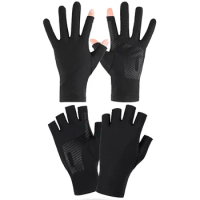 Q39F 1 Pair Fishing Gloves Outdoor Anti-slip 2 Fingers Cut Fishing Gloves Anti-UV