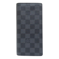 【二手名牌BRAND OFF】LOUIS VUITTON LV 路易威登 黑色 棋盤格 帆布 Brazza 二折 長夾 N62665
