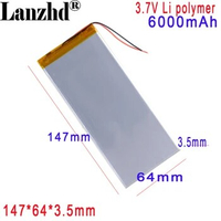 Li-polymer 3.7V 6000mAh Rechargeable Battery compatible with the k1 shield tablet Nvidia Shield 147*63*3.8mm 3863147