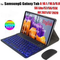 Backlit Keyboard Case For Samsung Galaxy Tab S7 11 S8 11.0 S6 Lite 2022 S5E A8 10.5 A7 10.4 A7 Lite 8.7 A 10.1 10.5 8.0 Cover