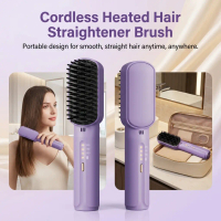Wireless Negative Ion Hair Straightener Comb - Quick Heating for All Hair Types