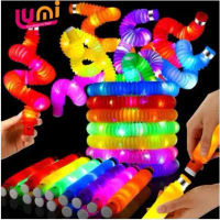Pipa Lampu POP Tube Pipe Light Up Mainan Anak LED Fidget Toys Viral