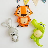 兒童卡通生日布置可愛動物兔子鱷魚老虎鋁膜氣球兒童節裝飾道具
