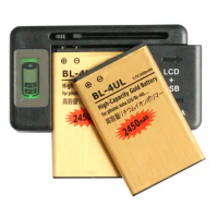 Ciszean 2x 2450mAh BL-4UL Gold Replacement Battery + LCD Charger For Nokia 3310 220 Lumia 225 230 330 RM-1011 RM-1126 RM-1172