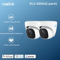 Reolink 2Pcs 4K PoE Outdoor Camera 8MP Human Car pet Detection Security IP Cam Smart Night Version Home Surveillance Camera 820A