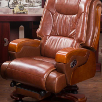 High quality modern home leather boss chair business administration solid wood office massage lounge chair computer chair