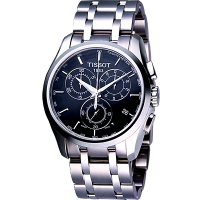 TISSOT 天梭 官方授權 Couturier 建構師系列計時腕錶 送禮推薦-黑/39mm T0356171105100